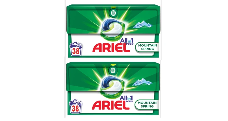 Pachet Promo 2 x Detergent rufe automat Ariel Mountain Spring 38 capsule, 76 spalari